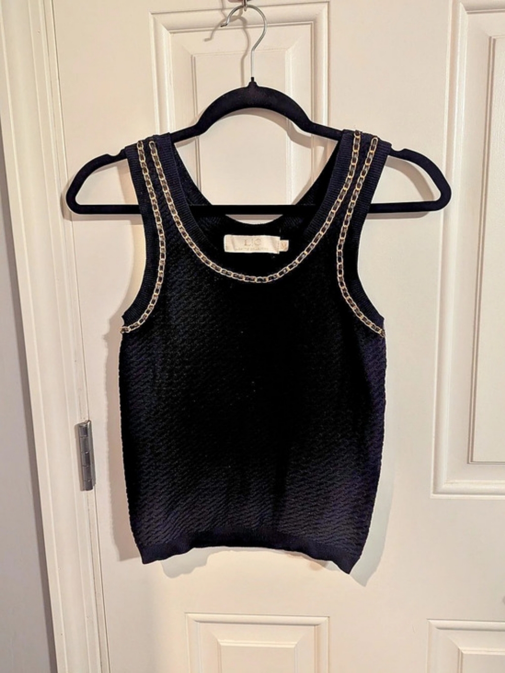 Lizette Collections Chain Trim Tank Top - Black -Size M - Chic, Voguish, Sleek - Picture 1 of 5